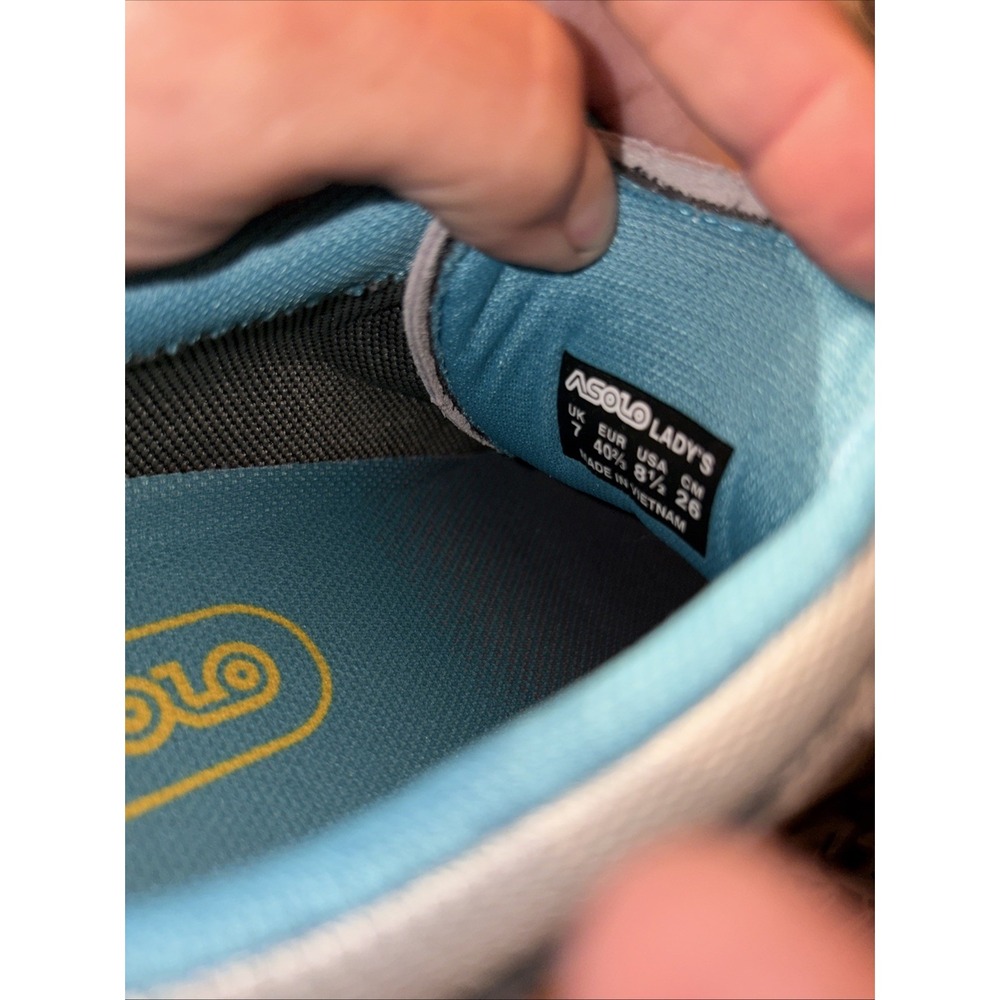 NIB ASOLO Space GV Hiking Shoe Goretex Women's 8.5 Gray Blue Vibram $170 - Picture 14 of 16